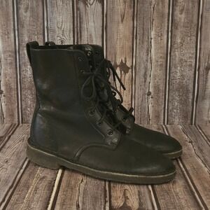7.5 Womens Vintage Clarks Originals Desert Mali Black Leather Crepe Sole Boots